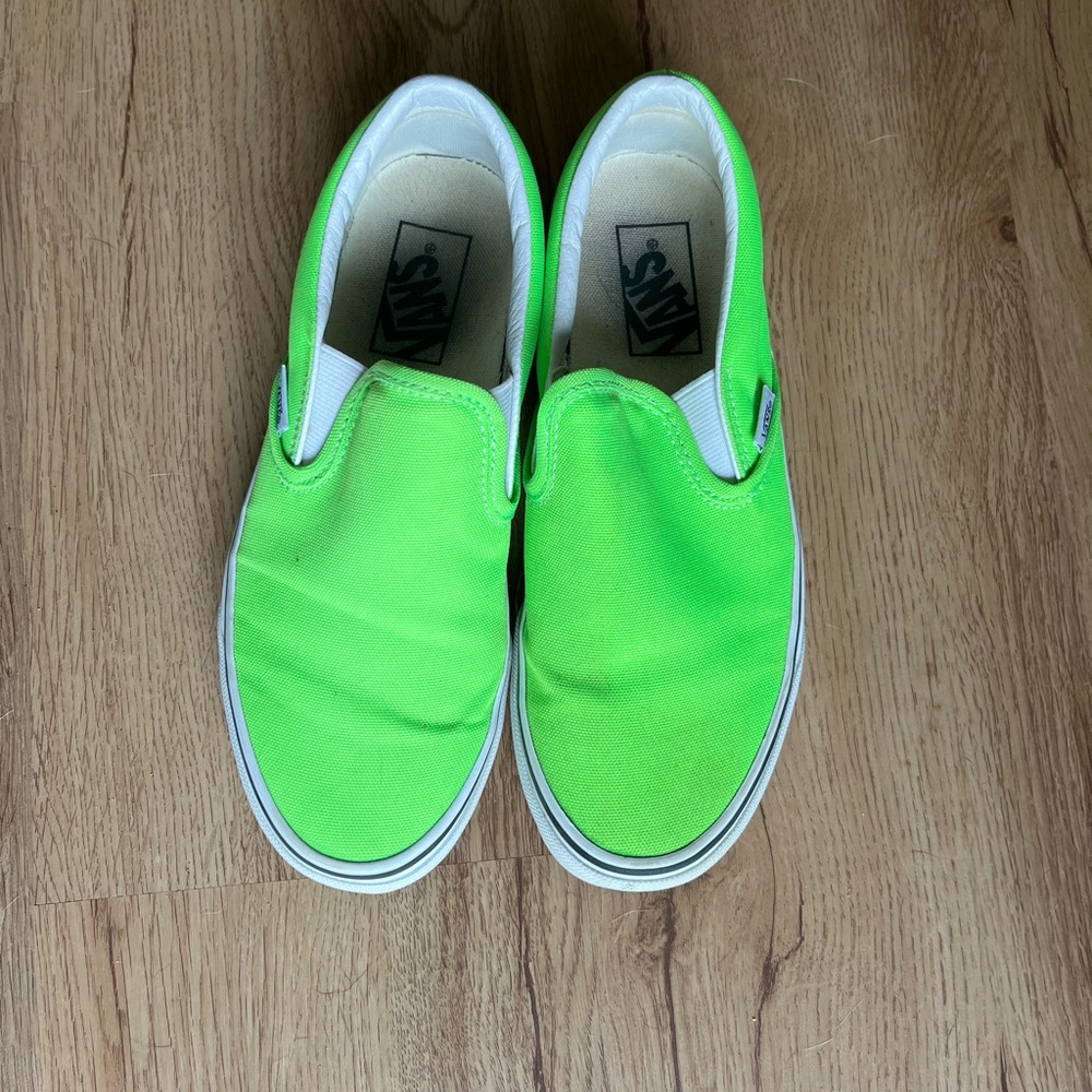 Vans Neon Green Slip-On Sneakers